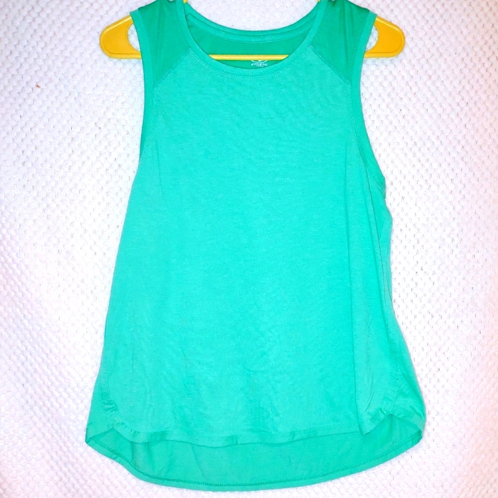 Athletic Works Womens Size M(8-10) Color Green Tunic Sleeveless Trim Crew Neck